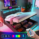 Upholstered Platform Bed With A Hydraulic Storage System, LED And USB Charging (Without Mattress) by Unique Piece Furniture