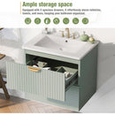 Modern 24-Inch Wall-Mounted Bathroom vanity with 2 Drawers, Green - Ideal for Small Bathrooms