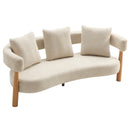 Luxe 76.5 in. Curved 3-Seater Modern Upholstered Boucle Sofa, Sesame by HouseOfZazla