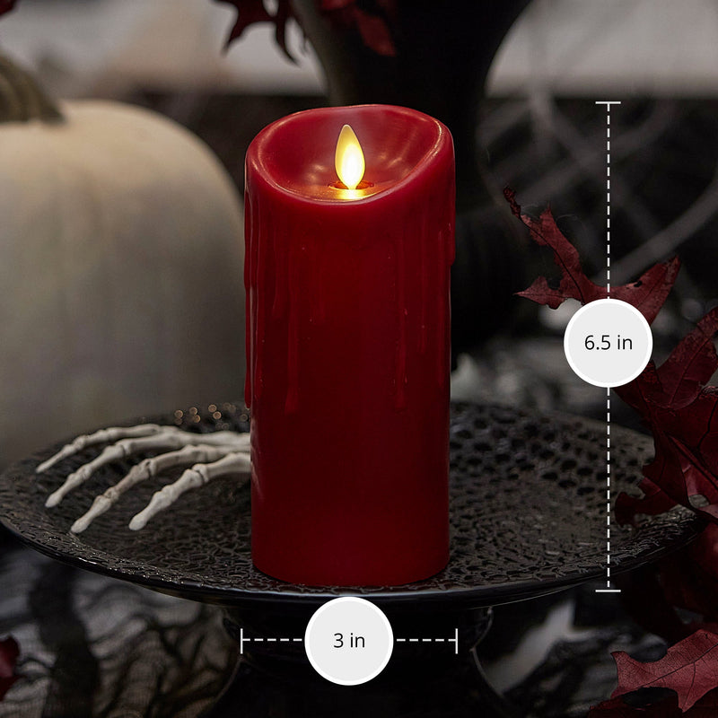 Burgundy Wax Drip Flameless Candle Pillar