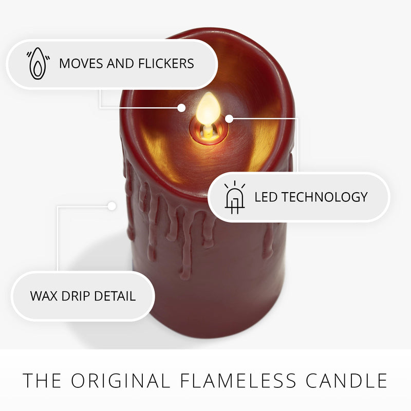 Burgundy Wax Drip Flameless Candle Pillar