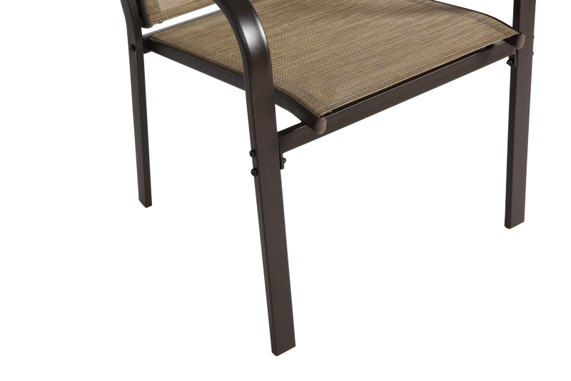 7 Pieces Patio Dining Set,  Outdoor Furniture Table and 6 Textilene Chairs, Outdoor Furniture with Rectangular Table and 6 Stackable Chairs Family Conversation Set for Garden Backyard Deck-Brown