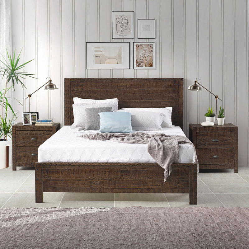 Albany Solid Wood Espresso Bed, Modern Rustic Wooden Twin Size Bed Frames Box Spring Needed