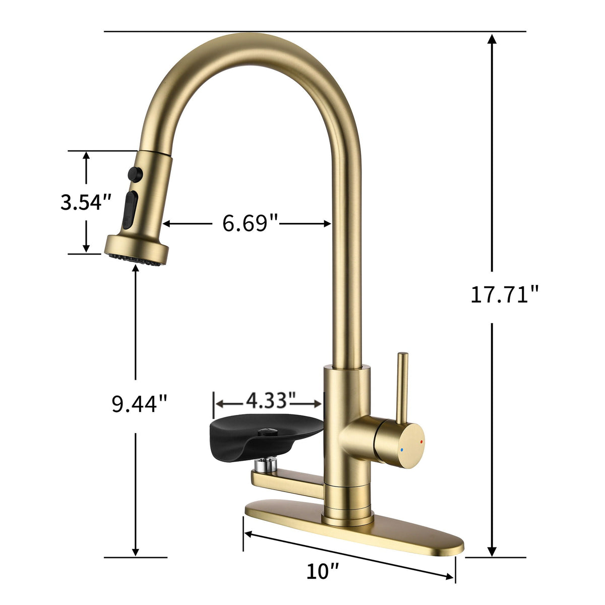 3 In 1 Kitchen Faucet With Press Type Glass Rinser, High Arc Pull Down Sprayer, photo 19 of 28