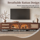 TV Stand With App-Controlled LED Lights, 2 Drawers & Door Storage by HouseOfZazla