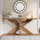 Long Console Table With Geometric Base - Oak by HouseOfZazla