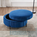 Upholstered Round Ottoman With Reversible Lid, Channel Tufted Pumpkin Shape by Unique Piece Furniture