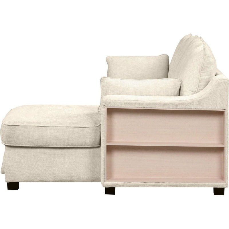 90" Pull Out Sleeper Sofa L-Shaped Couch Convertible Sofa Bed with Storage Chaise, Storage Racks and USB Ports (SG001340AA), Beige