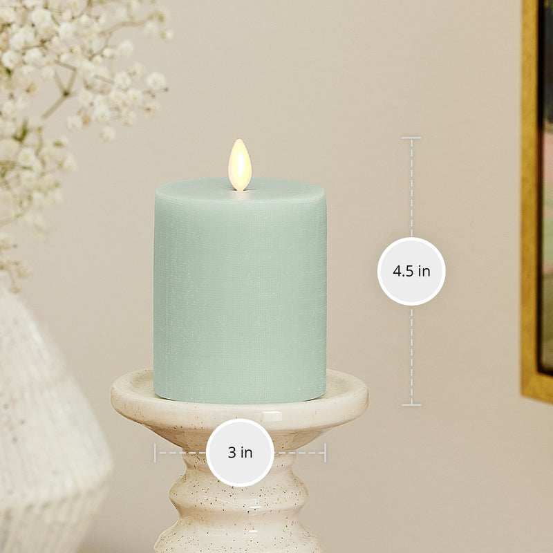 Chalky Linen Fresh Mint Flameless Candle Pillar