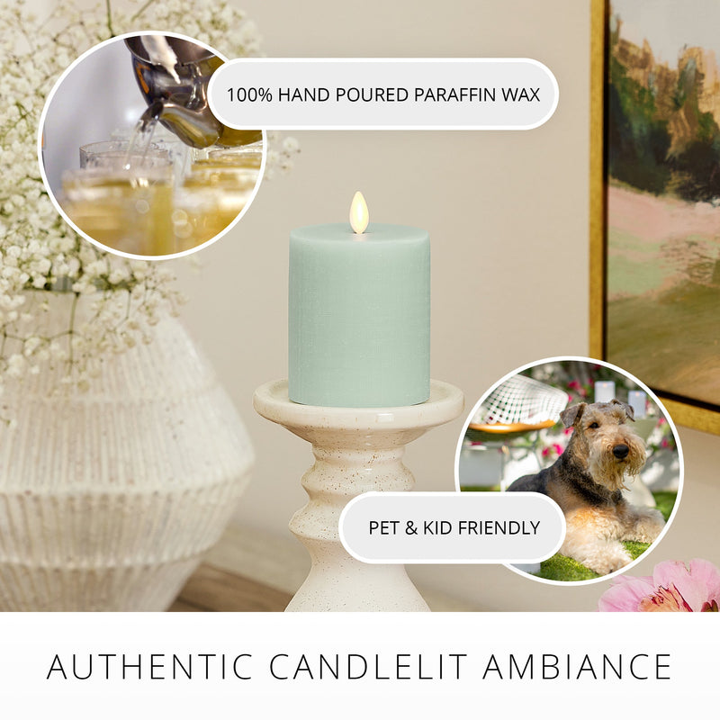 Chalky Linen Fresh Mint Flameless Candle Pillar