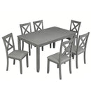 6 Pieces Kitchen Dining Set, Rectangular Wooden Dining Table With 4 Chairs And A Bench by Unique Piece Furniture