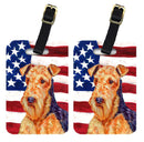 USA American Flag with Airedale Luggage Tag