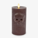 Dark Chocolate Chalky Flameless Candle Skull Pillar