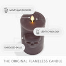 Dark Chocolate Chalky Flameless Candle Skull Pillar