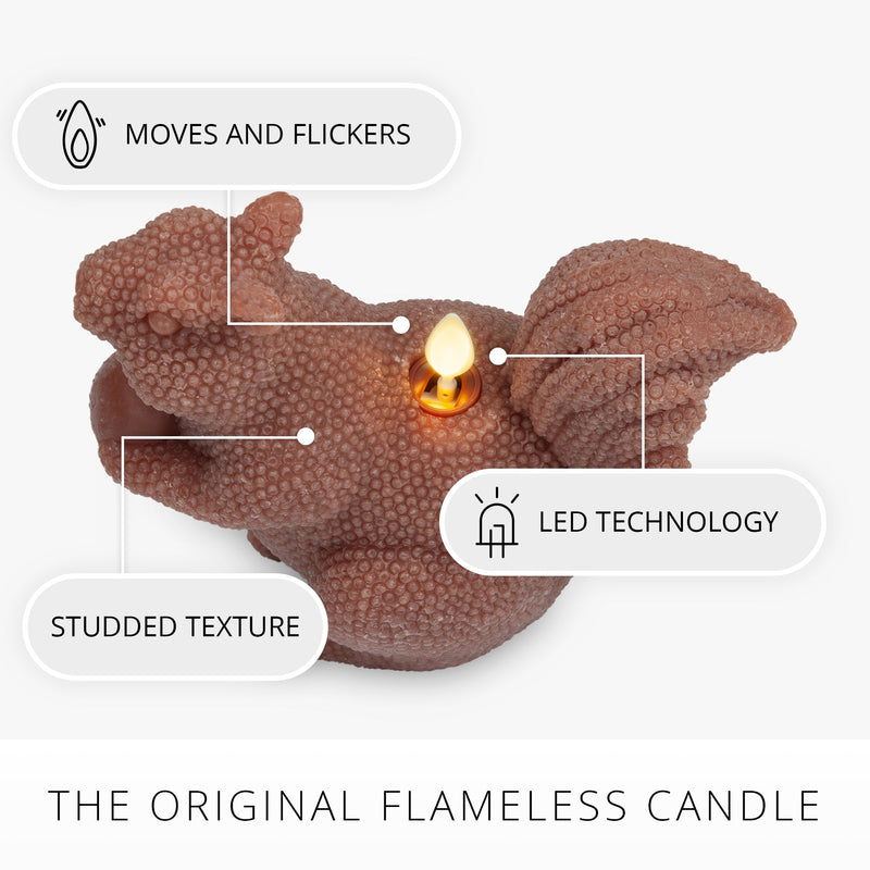 Studded Chestnut Brown Flameless Candle Squirrel