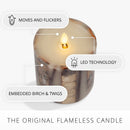 Ivory Embedded Birch and Twigs Flameless Candle Pillar