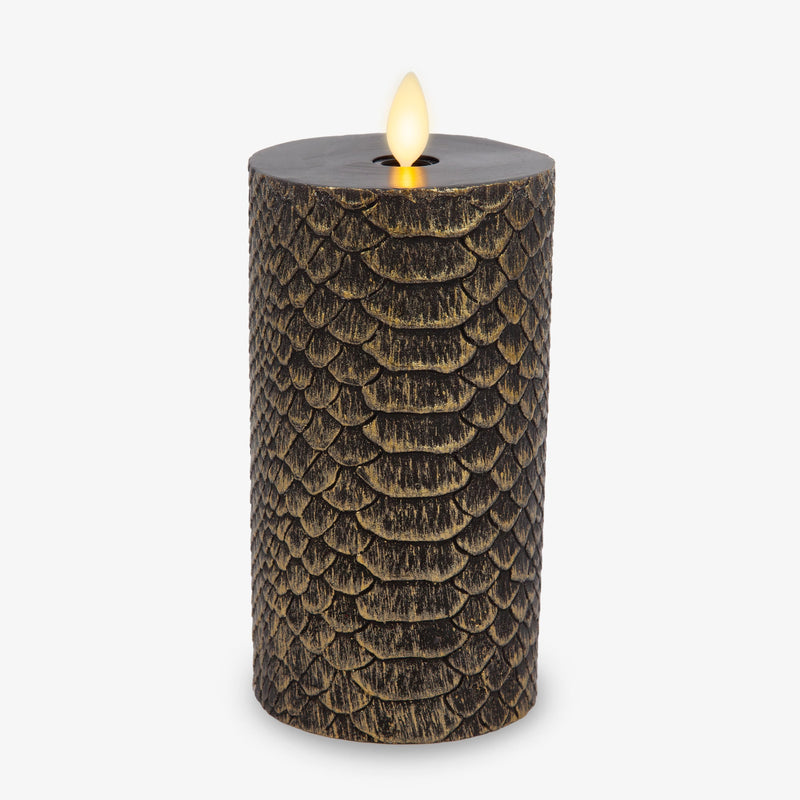 Black and Gold Snakeskin Flameless Candle Pillar