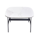 Modern Rectangular Rock Plate Coffee Table Open Space Design Golden Metal Frame Minimalist Living Room Center Table For Lounge Office - Black White by Unique Piece Furniture