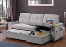 Ashlyn II - 84"W Woven Fabric Reversible Sleeper Sectional Sofa with Storage Chaise by HouseOfZazla