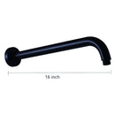 16" Shower Arm With Flange, Stainless Steel, Rust Resistant Design - Matte Black by HouseOfZazla