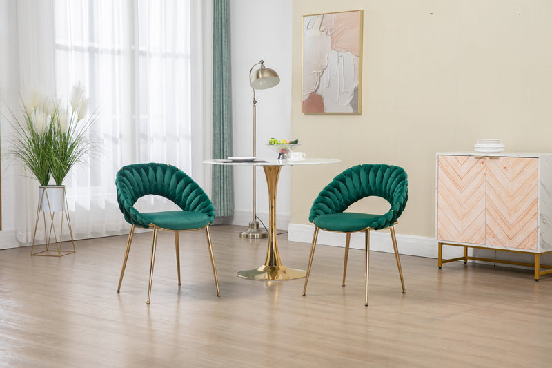 Accent Chairs Set of 2, Velvet Side Chairs with Gold Legs, Mid-Century Upholstered Dining Chairs for Living Room, Kitchen, Bedroom, Beauty Room