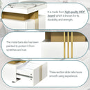 Modern Luxury TV Stand and Coffee Table Set of 2, High Gloss Faux Marble Top, TV Stand for TVs Up to 78", Rectangle Coffee Table with Caster Wheels for Living Room, White