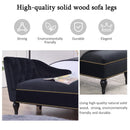 58" Velvet Chaise Lounge, Button Tufted Right Arm Facing Lounge Chair with Nailhead Trim & Solid Wood Legs for Living Room or Office, Sleeper Lounge Sofa (Black)