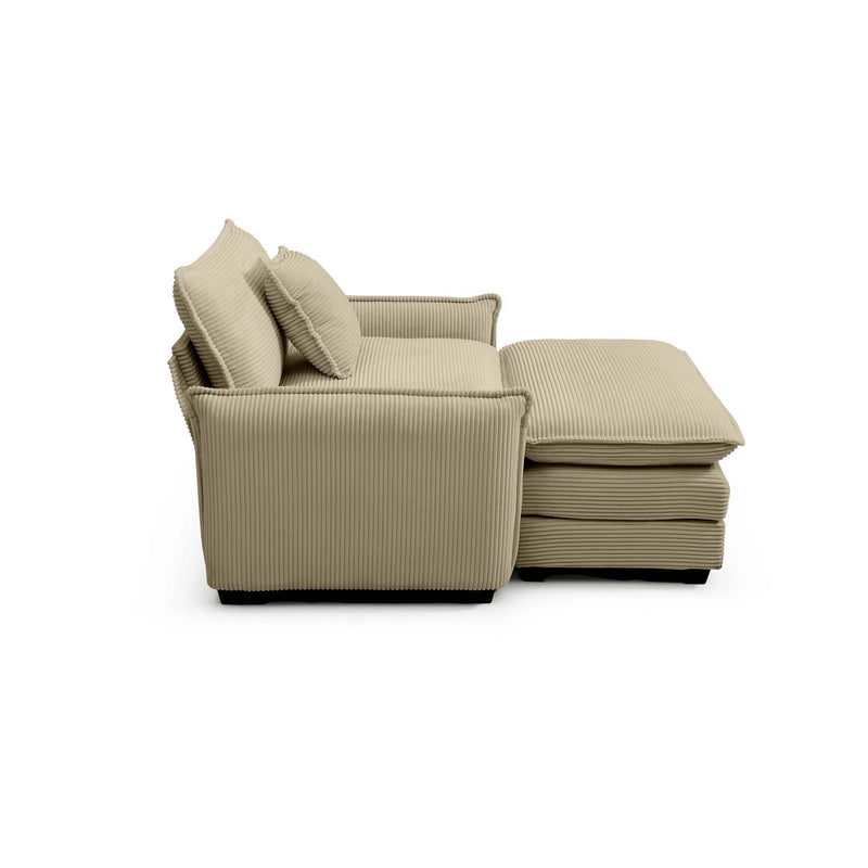 Walker Edison - Single Deep Seat Sofa With Footstool With One Pillow, Suitable for Living Room and Bedroom, Club Multiple Occasion,Came Corduroy