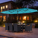 11 Pieces Patio Dining Set with LED Patio Umbrella with Base and Seat Cushions (Beige) by LJGDeals