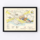 Vintage Map of Plattsburg Barracks, 1952