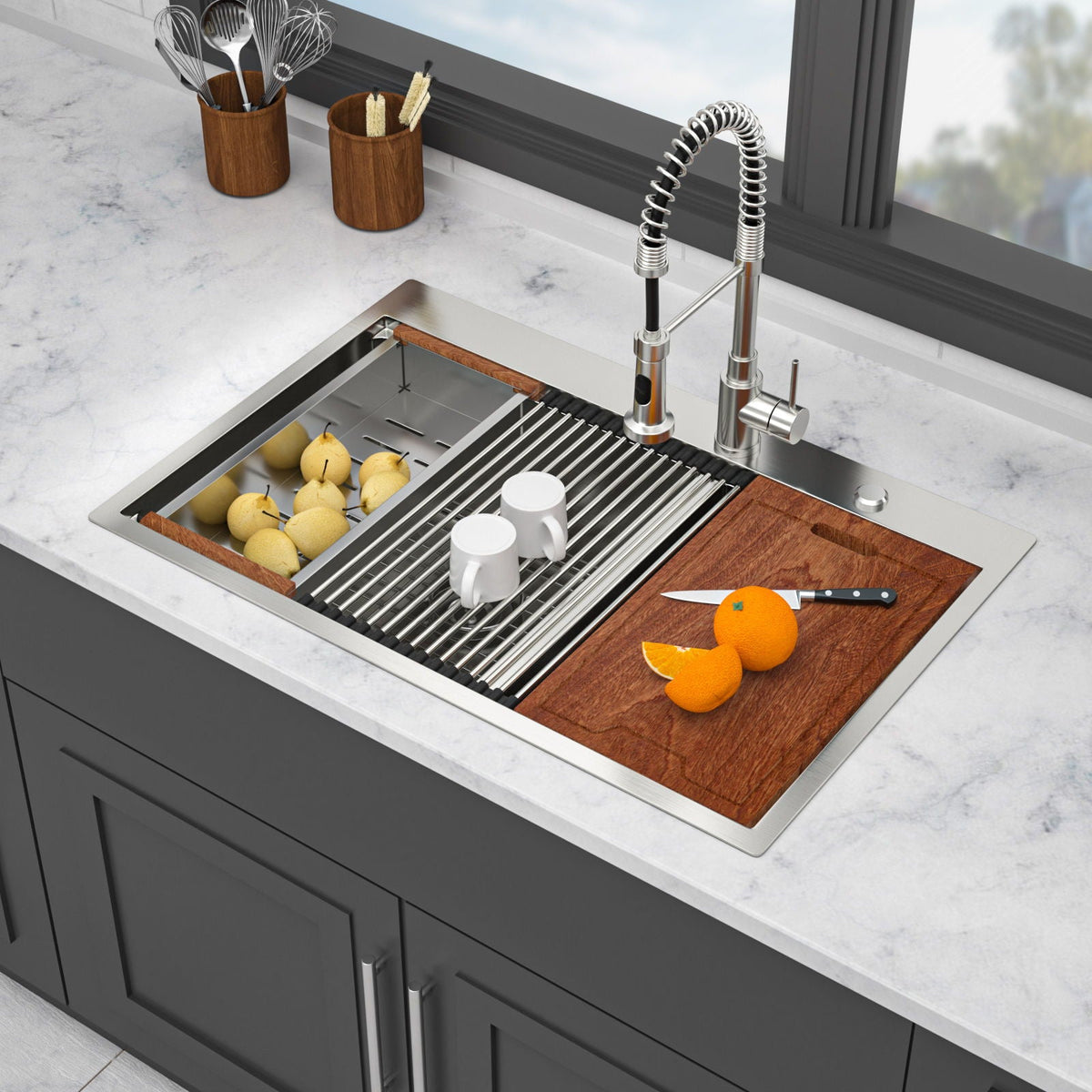 Topmount Drop In Kitchen Sink With Double Bowl Design, photo 15 of 20