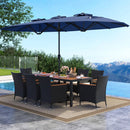 10 Piece Outdoor Dining Set with 15 Feet Double-Sided Twin Umbrella by LJGDeals
