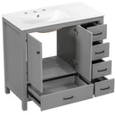 Bathroom Vanity With Ceramic Sink Combo, Abundant Storage Cabinet 2 Soft Close Doors And 5 Drawers by HouseOfZazla