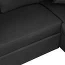 87.4"Sectional Sleeper Sofa with USB Charging Port and Plug Outlet,Pull-Out Sofa Bed with 3 Pillows, L-Shape Chaise for Living Room Small Apartment,Black