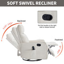Beige Heat Massage Manual Recliner Chair with Rocker and Swivel