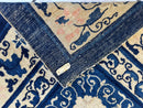 Hand-Knotted Antique Chinese Peking Wool Rug – 9’ x 11’5” – Distressed Blue, 19th Century