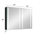 40x30 Inch LED Bathroom Medicine Cabinet Surface Mount Double Door Lighted Medicine Cabinet, Medicine Cabinets for Bathroom with Mirror Defogging, Dimmer Black