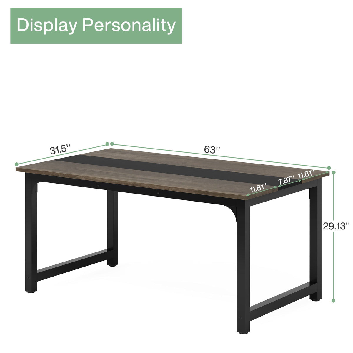 Large Computer Desk With Steel Frame for Home Office Workstation, photo 7 of 8