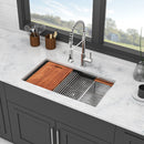 33" Undermount Kitchen Sink Single Bowl Ledge Workstation In 16 Gauge Stainless Steel - White by HouseOfZazla