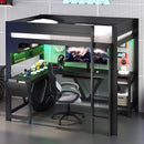Gaming Loft Bed With Desk, Storage Shelves, LED And Charging Station by HouseOfZazla