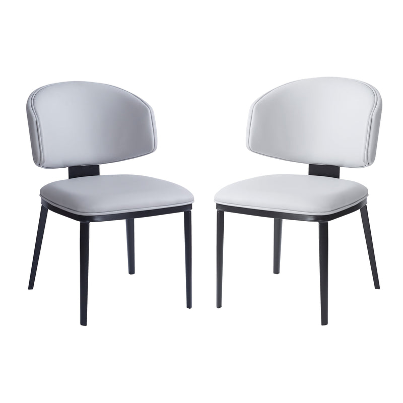 7 Pieces Contemporary Dining Set with Faux Leather Chairs and Metal Legs , Black+White+Natural Wood Finish