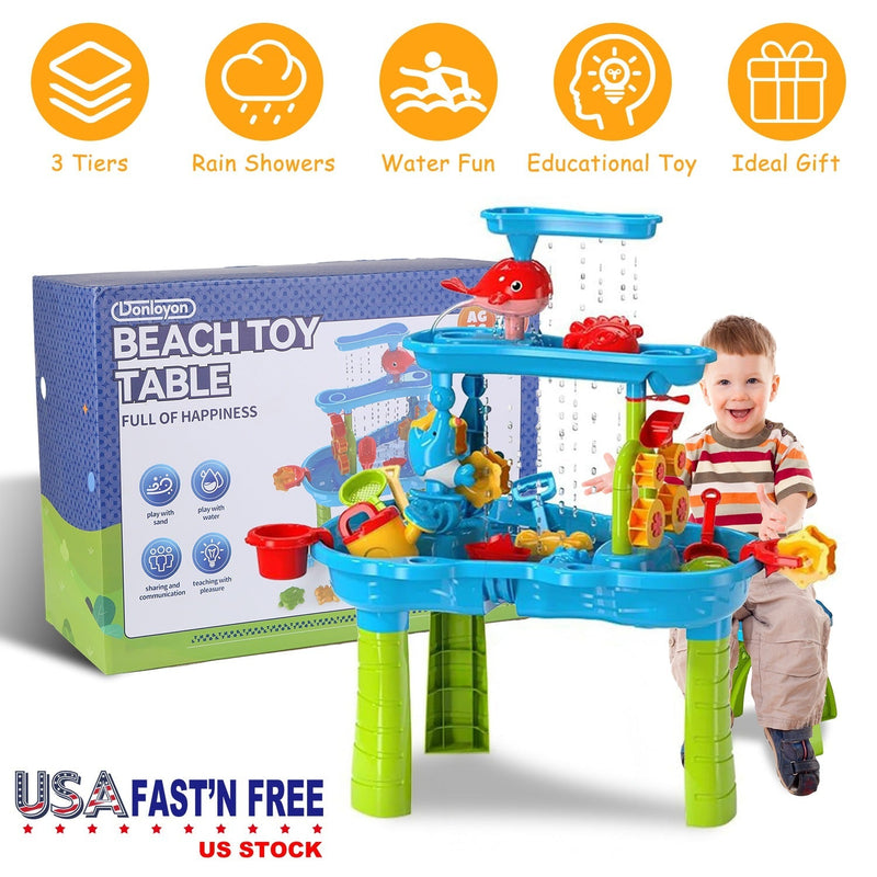 Kid Sand Water Table Toddler Water Activity Table Rain Showers Play Table Toy for 3-6 Years Old Sensory Exercise Friendship Building, photo 6 of 12
