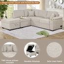 87.4" Sleeper Sofa Bed, 2 in 1 Pull Out sofa bed L Shape Couch with Storage Ottoman for Living Room, Bedroom Couch and Small Apartment, Beige