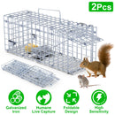 2Pcs Foldable Rat Trap Cage Humane Live Rodent Trap Cage Galvanized Iron Mice Mouse Control Bait Catch with Detachable L Shaped Rod For Kitchen Garden