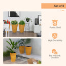 Outsunny - Outdoor Planters (Set of 3) Large Taper Planters With Drainage Holes And Plug, Faux Wood Plastic Flower Pots For Outdoor, Indoor, Garden, Patio by HouseOfZazla