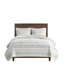 3 Piece Seersucker Quilt Set Taupe Blue King Cal King