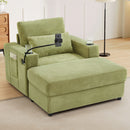 Modern Style Armchair Chaise Lounge Sofa Couch With Movable Storage Ottoman, USB Ports, Cup Holders, Phone Holder, Side Pockets by HouseOfZazla