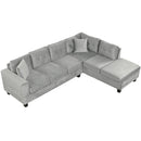 Modern Sectional Sofa With Storage Ottoman, L - Shape Couch With 2 Pillows And Cup Holders by HouseOfZazla