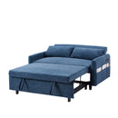 55.1" Pull Out Sleep Sofa Bed Loveseats Sofa Couch with Adjustable Backrest, Storage Pockets, 2 Soft Pillows, USB Ports for Living Room, Bedroom, Apartment, Office, Blue