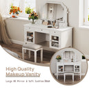 Elegant Makeup Vanity Desk With Adjustable Mirror And Storage And Construction - White by HouseOfZazla